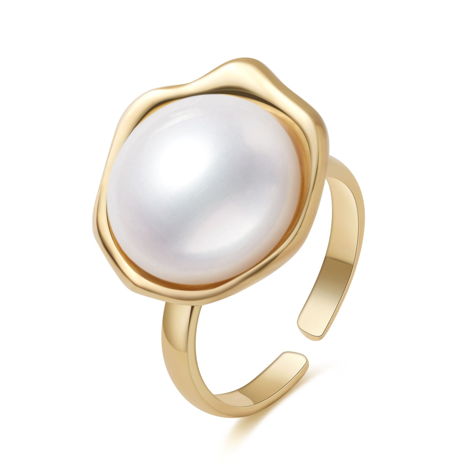 925 Gold Plated Over Sterling Mobe Pearl online Ring by Jola