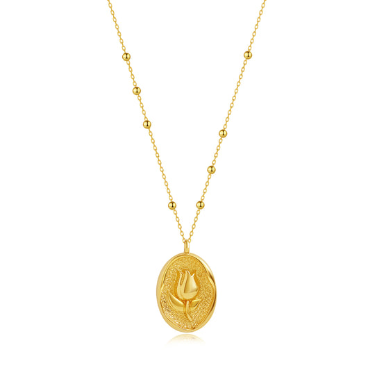 Gold Tulip Pedant Necklace