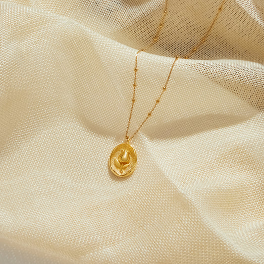 Gold Tulip Pedant Necklace