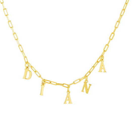 Gold Personalized Lettered Name Drops Necklace