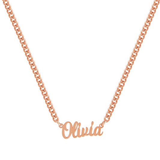 Rose Gold Personalized Name Necklace - Cable Chain – 18 Font Options